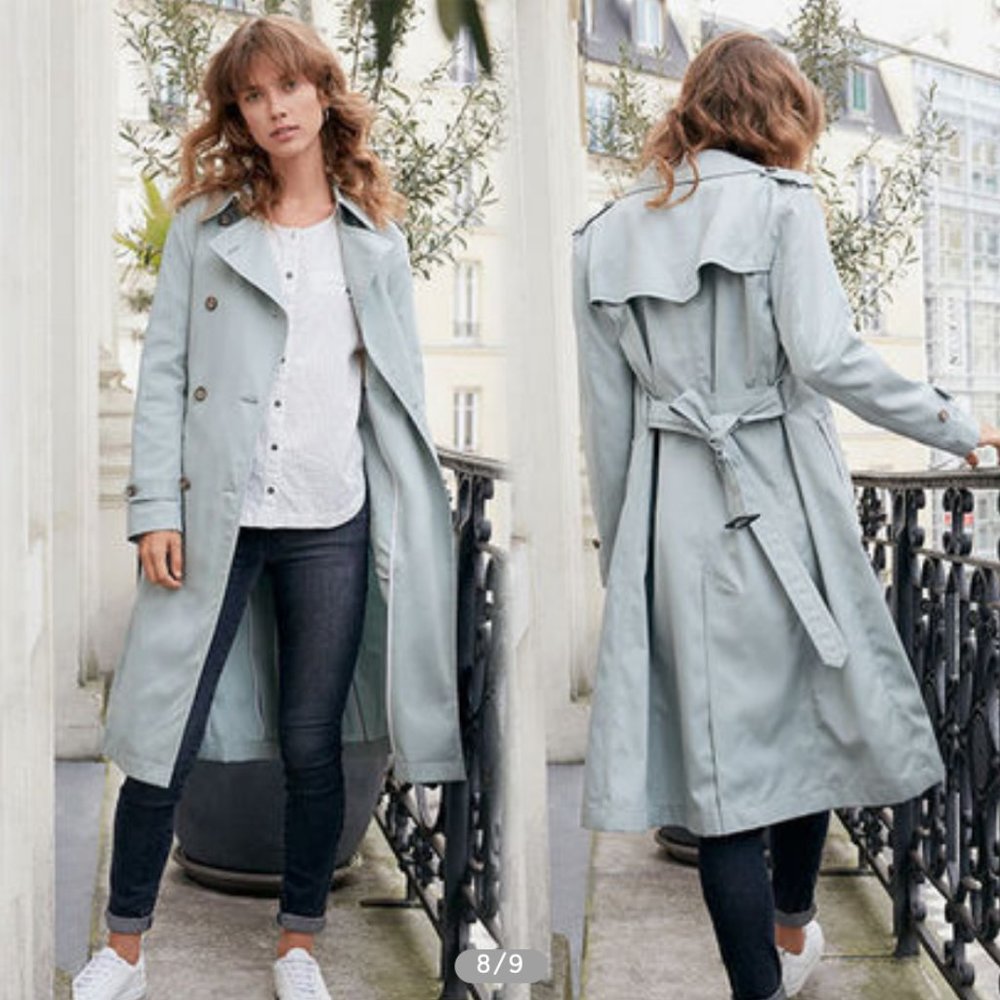Light blue 100% cotton trench coat